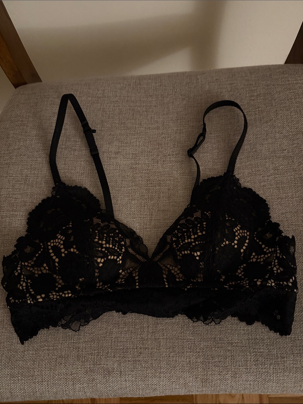 aerie Black Floral Lace Bralette